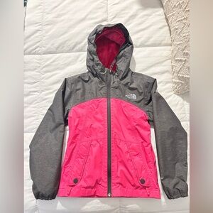 Girls The North Face Fuchsia and Charcoal Hooded Jacket